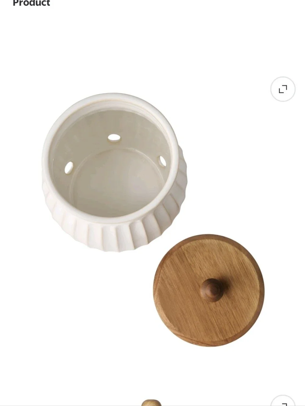 ❤️ The Pioneer Woman Colette Onion Keeper Cream Ceramic with Wooden Lid